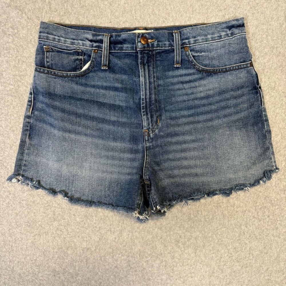 Madewell Women's Size 31 The Perfect Jean Shorts Blue Cut Off Distressed Hem